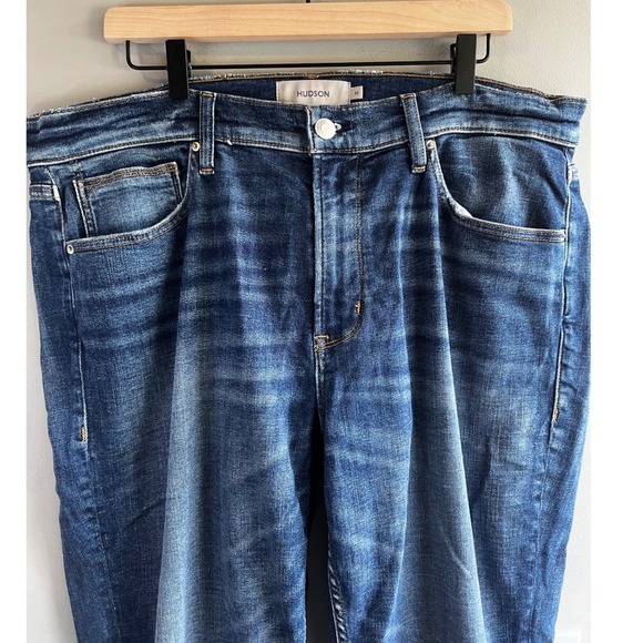 Hudson Jeans Mens 38 Distressed Blue Denim Slim Fit Ripped Knee Casual Pants - Picture 3 of 10